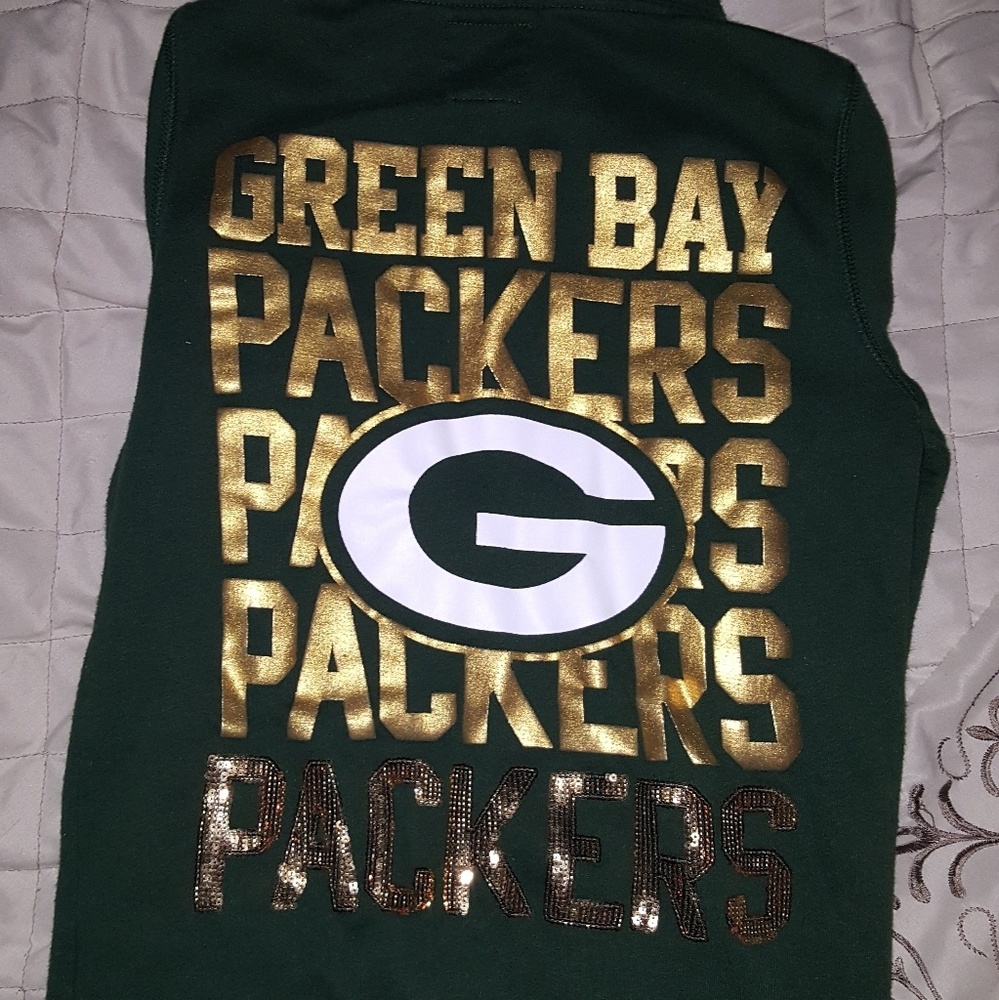 Rare...Victoria's Secret XS Green Bay Bling hoodie